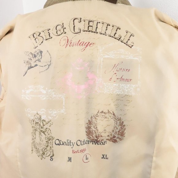 New Big Chill Vintage Women's Large Tan Gold Zip-Up Vegan Leather Biker Jacket - Picture 6 of 9